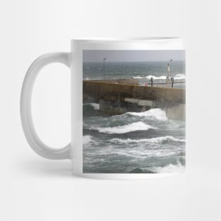 Rough seas at Seahouses, Northumberland, UK Mug